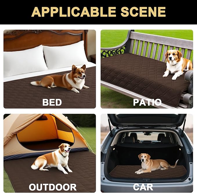 PrinceDeco Waterproof Blanket Dog Bed Cover with Non-Slip Back Pet Blanket for Furniture Bed Couch Sofa(52x82 Inch,Brown)