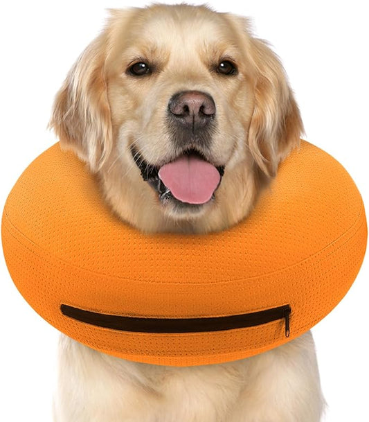 Supet Inflatable Cone Collar Alternative, Dog Donut Collar Recovery ECollar to Stop Licking, Soft Cone for Small to Large Dogs