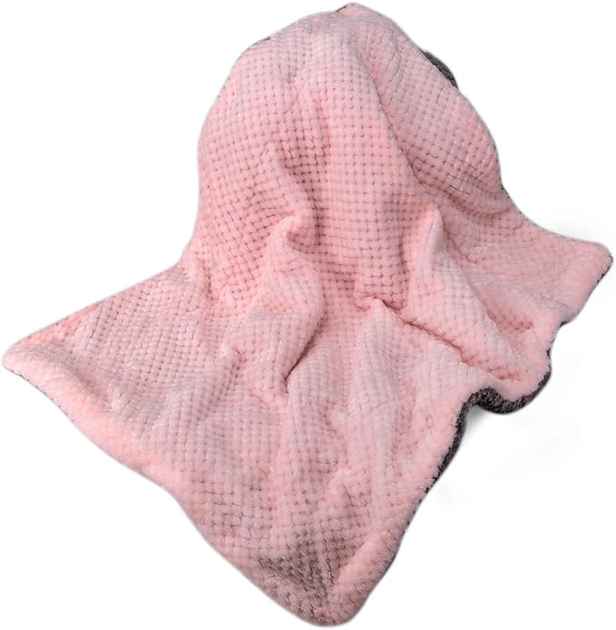 DG Plush Fleece Receiving Blanket for Dog, Cat, Pet - Warm & Soft, Couch, Sofa, Travel & Outdoor, Camping (24" x 32"), Baby Pink