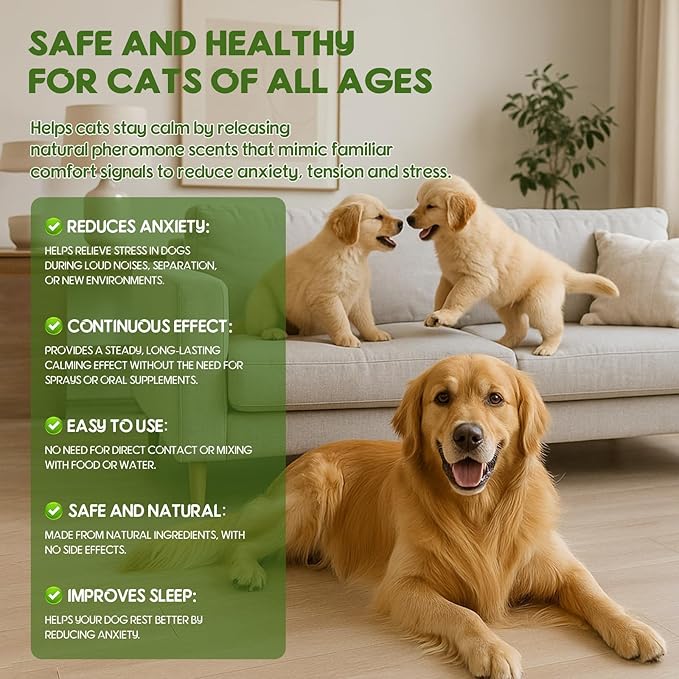80S Dog Calming Diffuser, 6-in-1Dog Pheromones Calming Diffuser - for Stress, Destructive Behavior, Pee Accidents, Separation Anxiety, Barking, Aggression & Chewing - Help Train Dogs to Pee