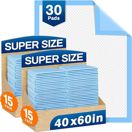 Bed Pads Disposable 40"X60" Chucks Pads Oversized Underpads with 200 Gram, Super Absorbent Pee Pads Disposable Mattress Pads Incontinence Pads for Adults, Elderly, Pets [100x150CM, 30pcs]