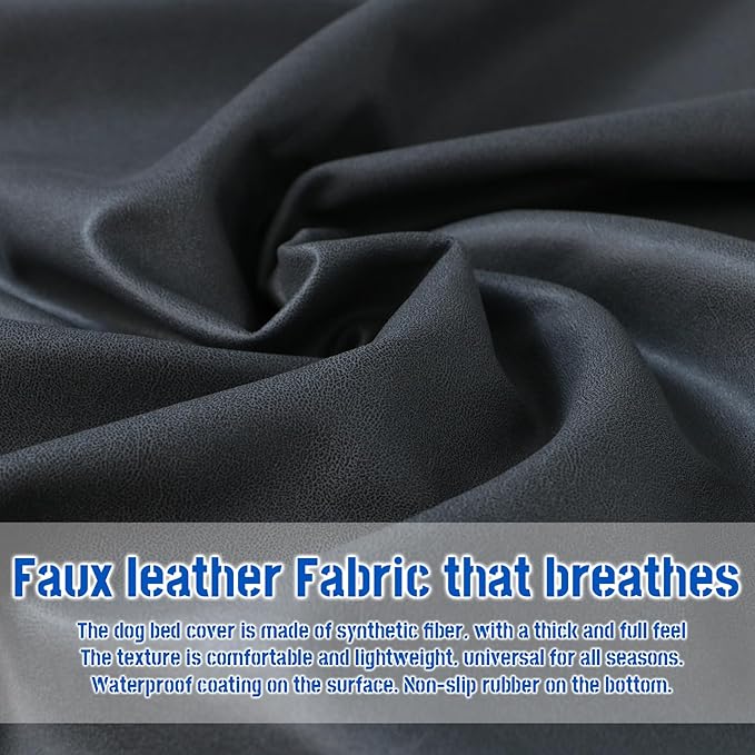 Dog Bed Cover, Comfortable and Quiet Dog Bed Covers for Pet Mat Bed,Washable Removable Cover，Faux Leather Pet Nest, 36" L x 27" W x 3" H ，Cover Only