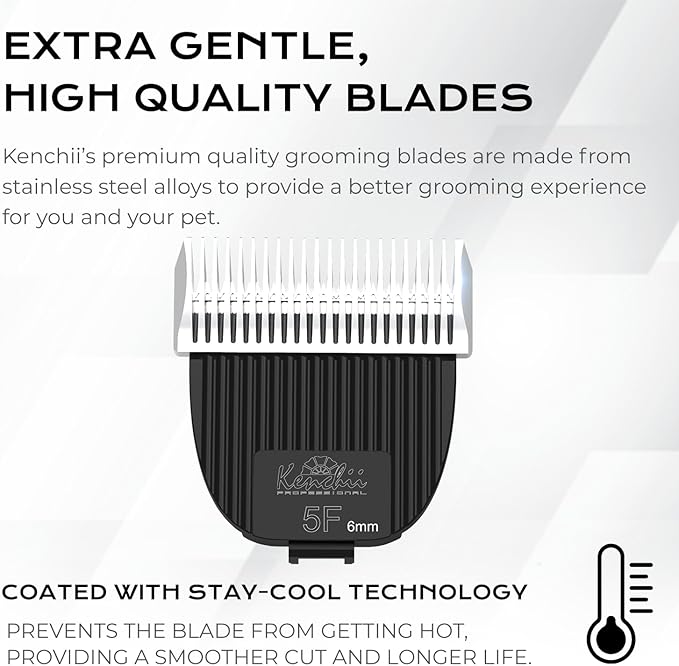 Kenchii Flash Clipper Blade (5F,6mm) Only Compatible with Flash Clipper,Black & White
