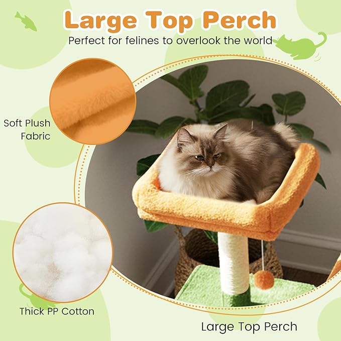 Tangkula Cat Tree for Indoor Cats, 75 Inch Extra Tall Cat Tower with Sisal Scratching Post, Padded Top Perch, Dual Condos, Hammock, 2 Dangling Balls, Platforms, Multi-Level Cat Climbing Furniture