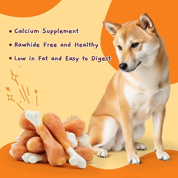 Jungle Calling Chewy Chicken Dog Treats Real Chicken Calcium Bone, Rawhide Free, Teeth Clean & Breath Fresh Dog Training Treats for Small/Medium Dogs, 21.2 oz