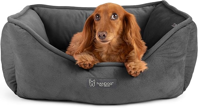 NANDOG The Signature Collection Reversible Bed in Pink Signature - Ultra Soft Micro Plush Fabric - Modern Design - Washable for Cats & Small/Medium Dogs