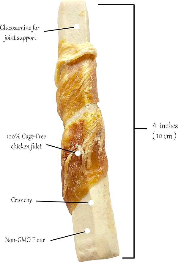 Rena's Recipe Chicken Biscuit Twists (8 oz) Crunchy Cage Free Chicken Biscuits with Glucosamine for Joint Health