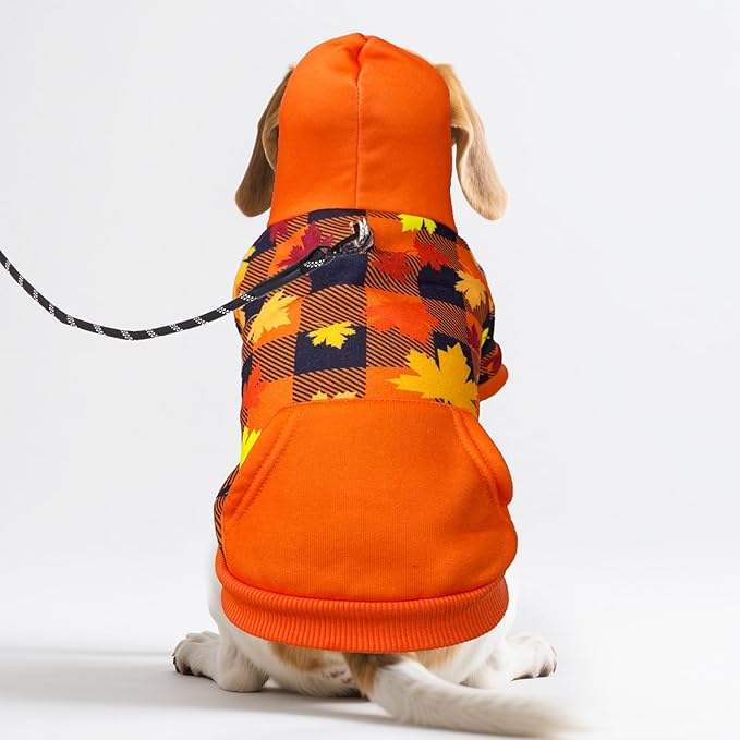 PUPTECK Fall Winter Dog Hoodie Pet Sweatshirt Soft Warm Clothes Fleece Lined with Hat for Small Medium Large Dogs, Pocket Design, Brown XL