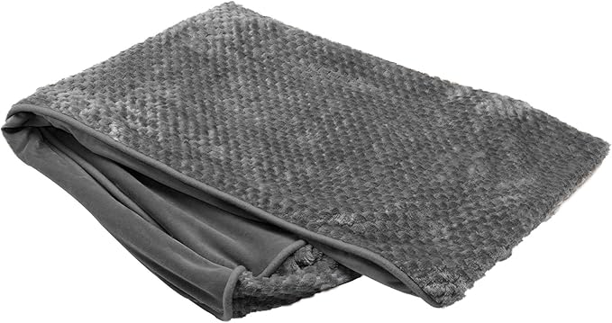 Furhaven Replacement Dog Bed Cover Minky Plush & Velvet Contour Luxe Lounger, Machine Washable - Gray, Giant (XXX-Large)