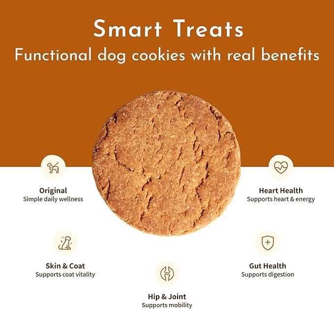 PawCo Dog Treats, Skin & Coat – Supports Skin Barrier & Coat Shine – Crunchy Dog Cookies with Omega-3 & DHA, Peanut Butter & Apple – Functional & Healthy Rewards for Dogs – Magic Cookie – 8.8oz