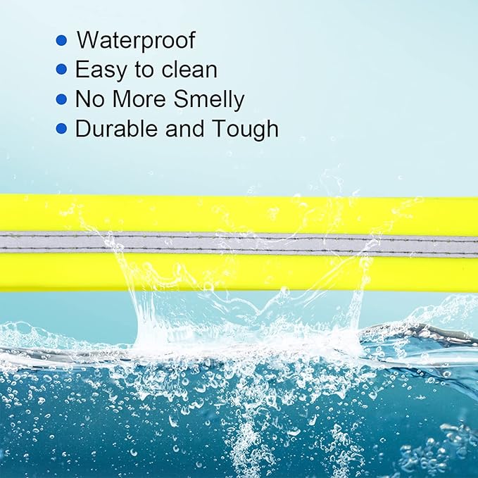 NIMBLE Dog Collar Waterproof Pet Collars Anti-Odor Durable Adjustable PVC & Polyester Soft with Reflective Cloth Stripe Basic Dog Collars S/M/L Sizes (Small (9.45”-14.17”inches), Fluorescent Yellow)