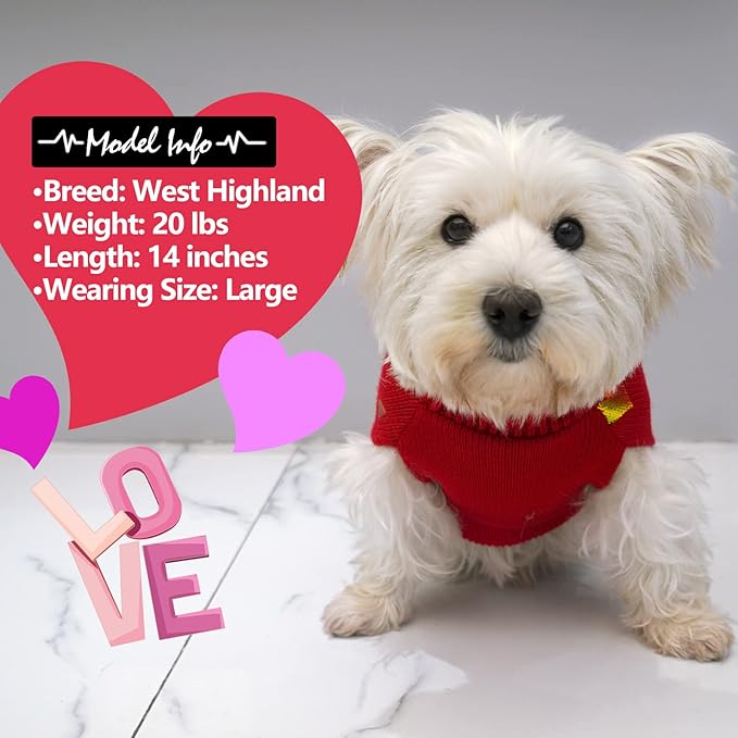KYEESE Dog Sweaters Colorful Radiant Printing Love Design Dog Sweaters with Leash Hole Pet Sweater Pet Clothes,XS
