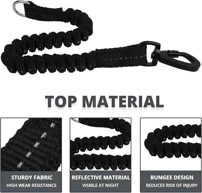 Long Dog Leash 15 FT: Heavy Duty Rope Leashes for Dogs Training with Swivel Lockable Hook Reflective Threads Bungee and Padded Handle - Dog Lead for Large Small Medium Dogs Outside Walking Hiking