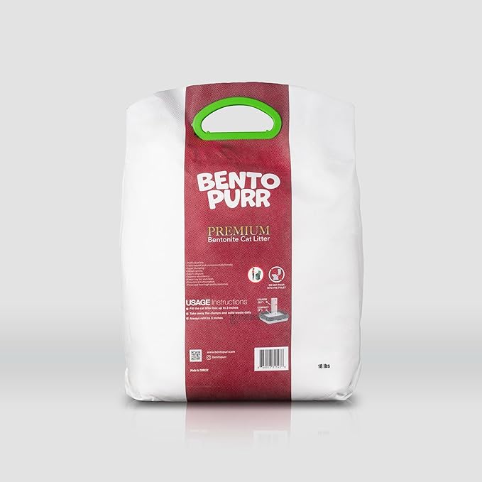 BentoPurr Premium Bentonite Cat Litter, 100% Natural, No Chemicals, No toxins 18 lbs