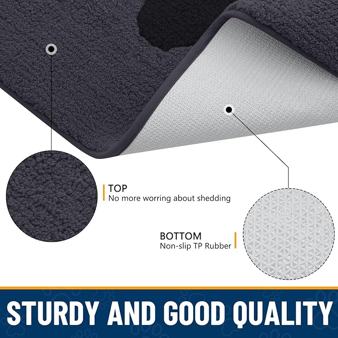 Smiry Dog Door Mat for Muddy Paws 36x24, Dirt Trapper Non Slip Washable Indoor Doormats, Absorbent Entryway Carpet for Inside Floor, Black