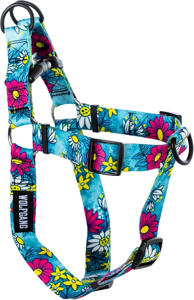 Wolfgang Heavy Duty Adjustable Dog Harness, Pull-Tested to Over 800 lbs for Walking & Training, LazyDaisy Print, Large
