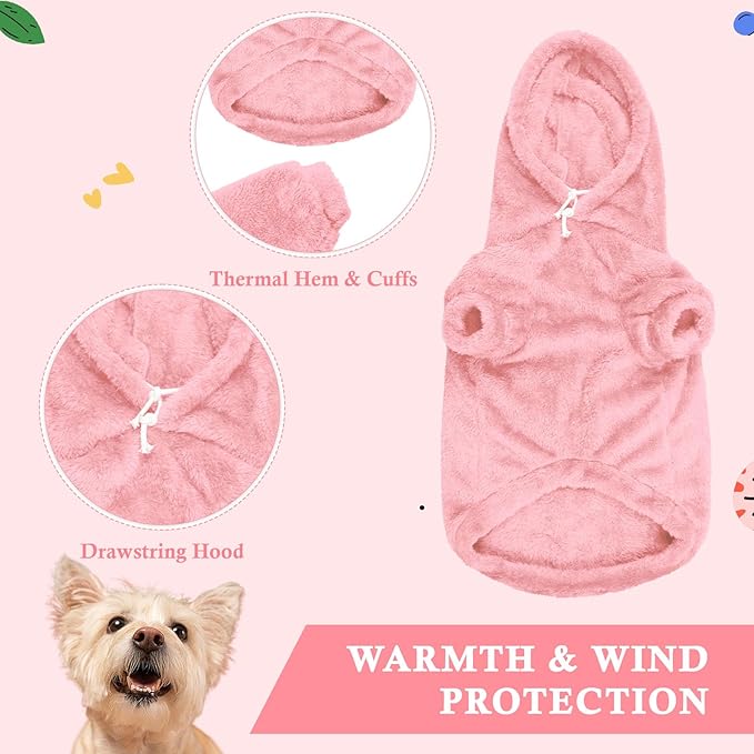 5XL Dog Sweaters for Large Dogs,Extra-Large Dog Hoodie,Warm Fuzzy Fleece Sweatshirt with Hood & Pocket,Leash Hole,Cozy Cold Weather Pet Clothes Sweater Hoodie for Large Dogs(Pink,5XL)