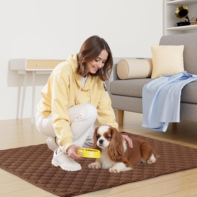 Smiry Waterproof Dog Bed Cover Blanket, Soft Reversible Pet Blanket, Washable Leakproof Cats Dogs Couch Cover for Sofa, Couch, Furniture, Plaid (82x82 Inch, Brown/Chocolate)