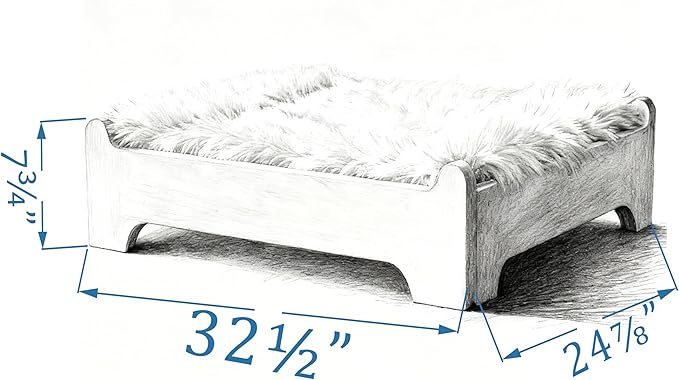Elevated Dog Bed,32×24.8 Inch Medium Raised Dog Couch with Cover, White M Supports up to 50lbs