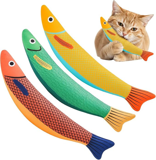 3 Pack Catnip Toys, Cat Toys Interactive, Interactive Cat Toys for Indoor Cats, Saury Fish Kitten Toys Suitable for Playtime and Hunting Instinct Stimulation