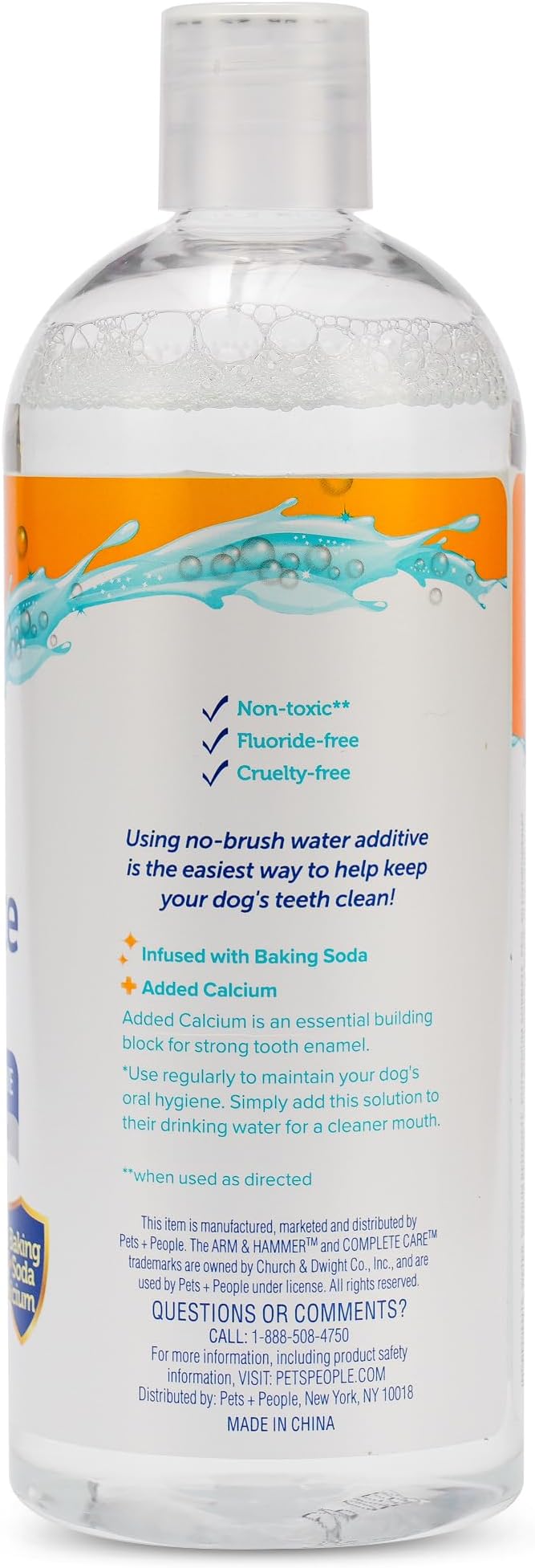 Arm & Hammer Complete Care Dental Water Additive for Dogs, Dog Breath Freshener, Dog Mouth Wash or Dental Rinse, Simply Add to Pet Drinking Water for Fresher Breath, 16 FL OZ - 3 Pack