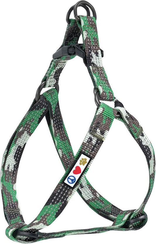 Pawtitas Reflective Step-in Dog Harness – Adjustable No-Pull Vest for Puppies to Seniors, Safe & Comfortable, XS Camo Green