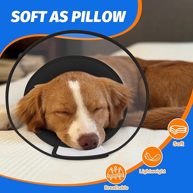 Dog Cone Collar with Soft Liner to Stop Licking, Elizabeth Recovery Collar After Surgery for Large Medium Dogs, Comfortable Pet Head Cone Alternative for Neutering Spay Injury (S)