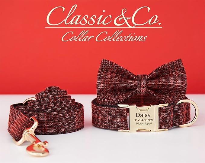 Custom Engraved Dog Collar with Name and Phone Number, Personalized for Small, Medium, and Large Dogs (Tweed)