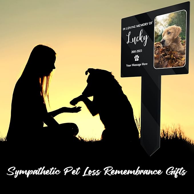 Bfi Gift Personalized Dog Memorial Grave Markers - Remembrance Keepsakes with Pet Photos - Garden Decor for Pet Loss Bereavement