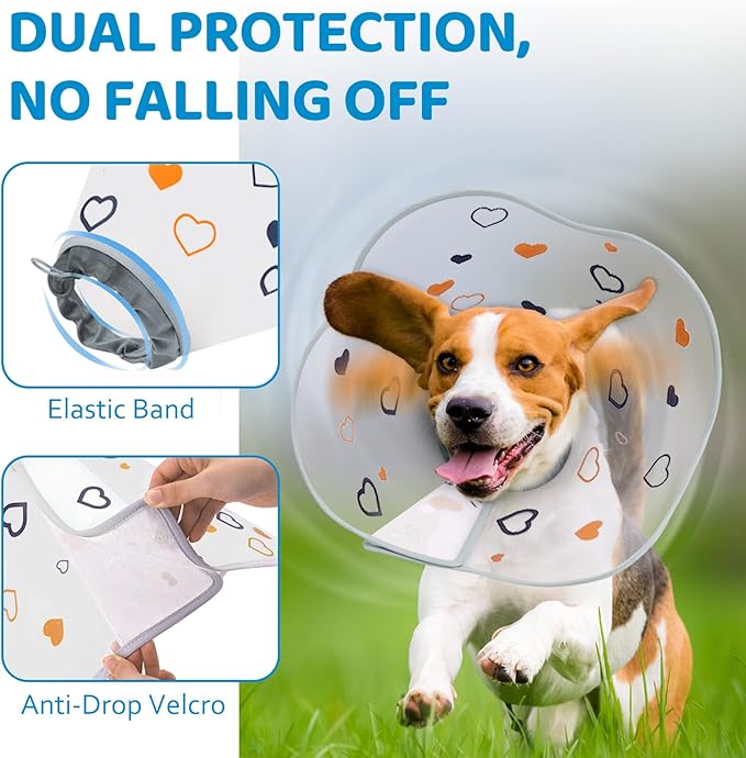 Elizabethan Dog Cone Collar, Adjustable Pet Cone to Stop Licking, Durable Plastic Neck Cone After Surgery for Small, Medium Large Dogs, Love M