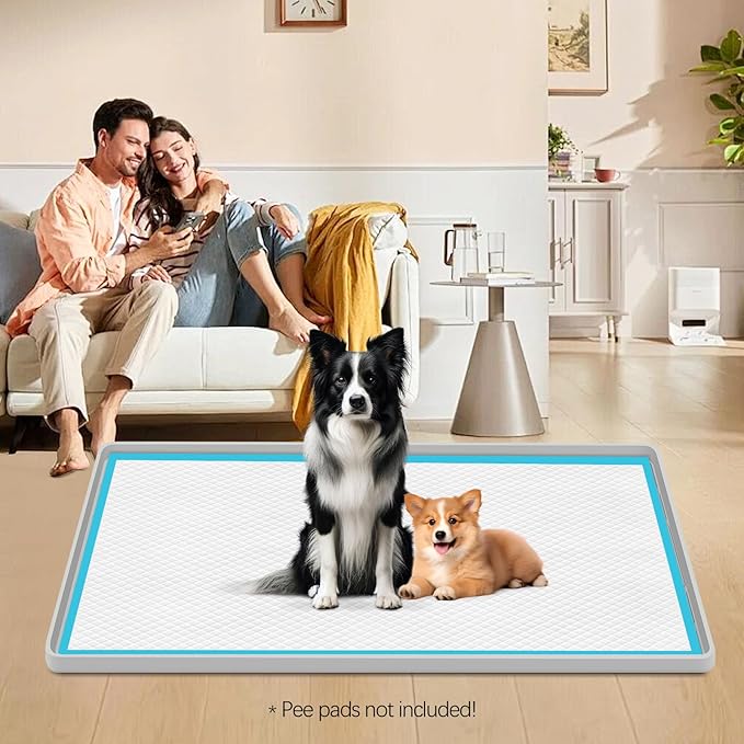 Bartuke Pee Pad Holder for Dogs, 27" x 27" Silicone Pee Tray Mat High Edge, Leak-Proof, No Spill Pet Pad Holder for Puppy, Cat, Rabbit, Training Pads for Floor Protection, No Pee Pads