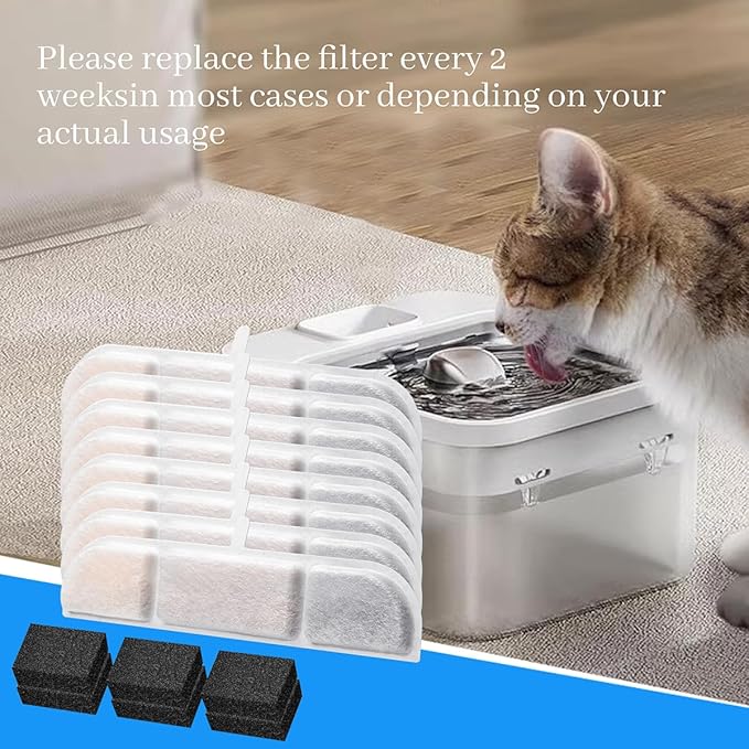 8 Packs Replacement Filters for Downy Paws Cat Water Fountain DPWFP6, Filtration Filters for DownyPaws 84oz/2.5L Fursink Wireless Pet Fountain