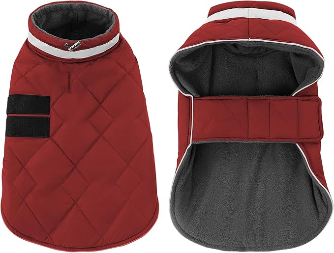 Dog Winter Coat Warm Padded Puppy Jacket Windproof Water Resistant Clothes for Small Medium Large Pets Christmas Sweater Outfit Vest(Red, XL)