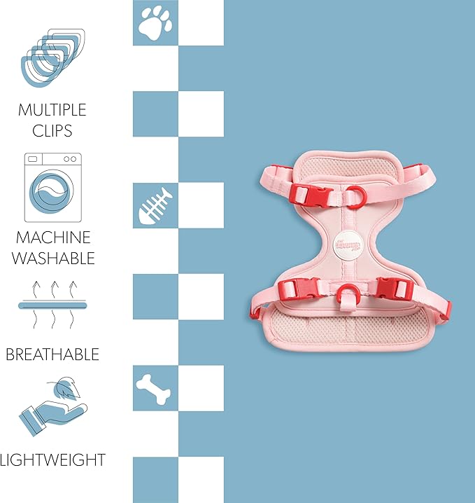 HNS1001G Arlo Small Adjustable Soft Padded No Pull Pet Harness with 3 Buckles and 3 Leash Clips, Paloma