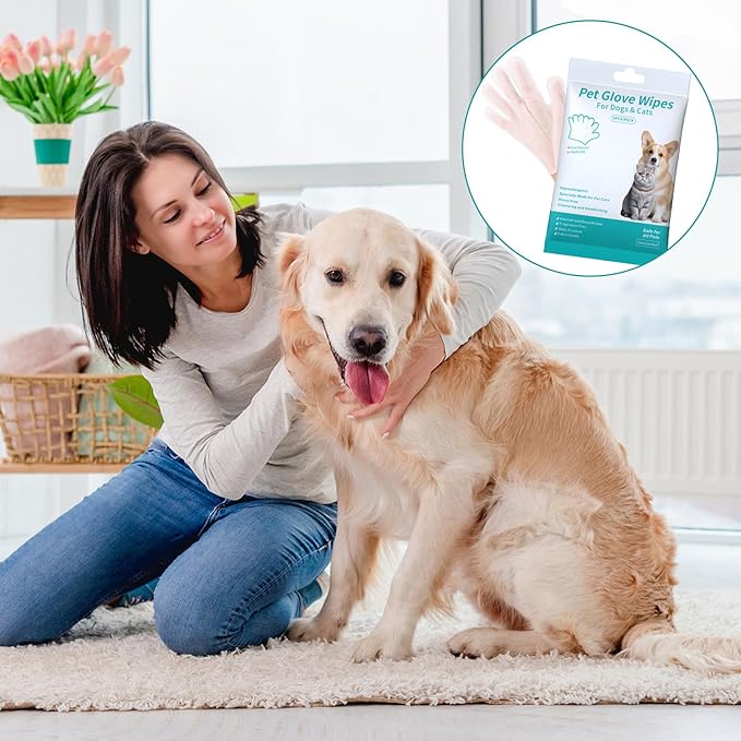 6 PCS Rinse Free Dog Shampoo Mitts, Waterless Dog Shampoo Mitts, Hypoallergenic Pet Bath Wipes Perfect for Dogs, Suitable for Daily Care and Travel