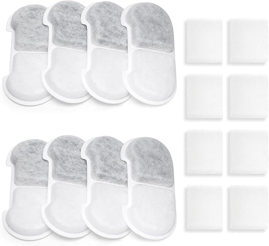Stainless Steel Cat Water Fountain, 101oz/3L Automatic Pet Water Fountain, Dog Water Fountain for Cats, Small Dogs (The Set Only Include Official 8 Packs Replacement Filters & Sponges)
