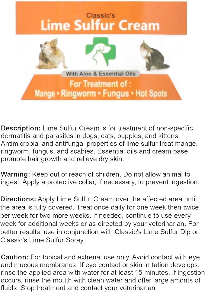 Healthy Paw Life Lime Sulfur Pet Skin Cream (4 oz) - Pet Care for Itchy and Dry Skin - Safe Solution for Dog, Cat, Puppy, Kitten, Horse