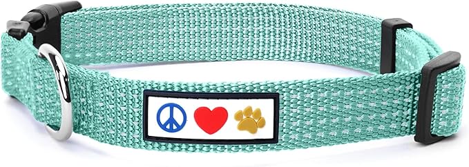 Pawtitas Reflective Dog Collar - Adjustable for Medium Dogs & Puppies - Teal