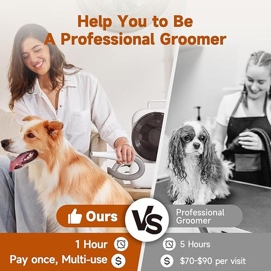 BONJELA Pet Grooming Vacuum & Dryer with 5 Dog Grooming Kit for Shedding Grooming, Dog Grooming Vacuum Cleaner