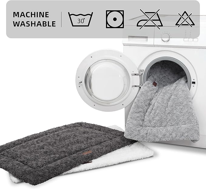Fluffy Reversible Dog Bed Mat - Ultra Soft & Machine Washable Dog Crate Pad fit for Metal Kennel, Cozy Sleeping Mat, 41" x 27", Dark Gray