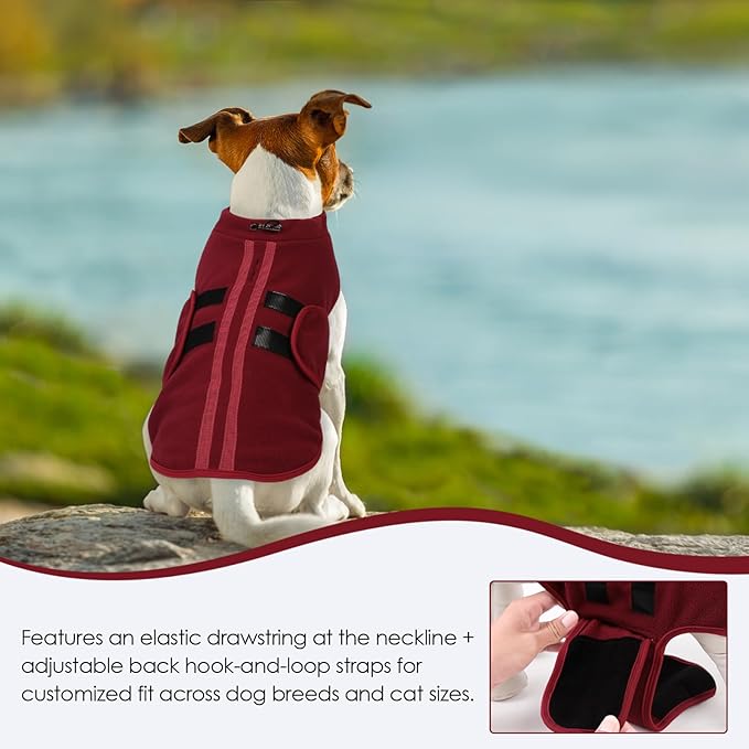 Dog Sweater,Adjustable Dog Sweaters for Small, Medium and Large Dogs Boys Girls, Dachshund Chihuahua Fleece Dogs Sweater(Burgundy,L)