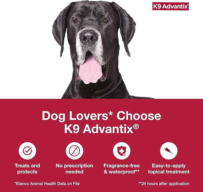 K9 Advantix Flea, Tick & Mosquito Prevention for Dogs Over 55 lbs. | Flea Drops for Extra Large Dogs | Apply Monthly | 2 Treatments (Pack of 2)