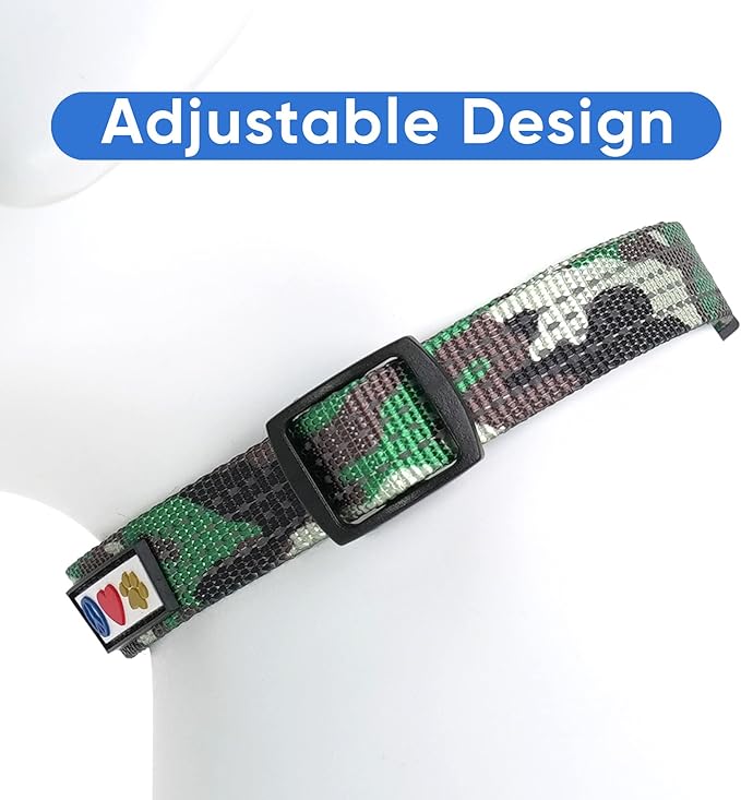 Pawtitas Reflective Dog Collar - Adjustable Medium Dog Collar, Camouflage Green
