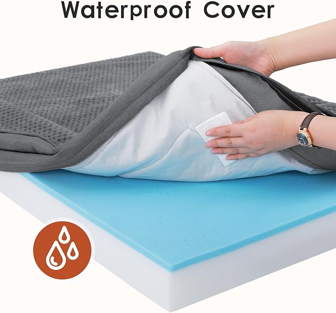 Orthopedic Dog Bed Medium Size Dog, 30x20x6 Inches Memory Foam Pet Bed for Small and Medium Dogs, Washable Removable Cover, Nonskid Bottom, Waterproof, Dark Grey