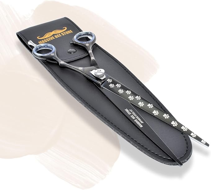 Pet Grooming Scissor Dog Blade scissor Pet Grooming Scissors Dog Hair Cutting Shears with Bag for Professional Right Hand Pet Groomer (Black Straight, 9.0")