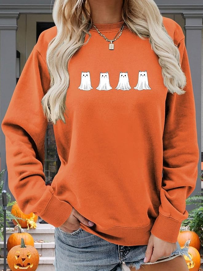 Womens Cat Print Hoodies Trendy Funny Cat Graphic Long Sleeve Sweatshirt Y2k Streetwear Hooded Pullover Tops