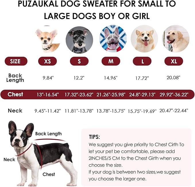 Dog Sweater,Adjustable Dog Sweaters for Small, Medium and Large Dogs Boys Girls, Dachshund Chihuahua Fleece Dogs Sweater (Burgundy,XS)