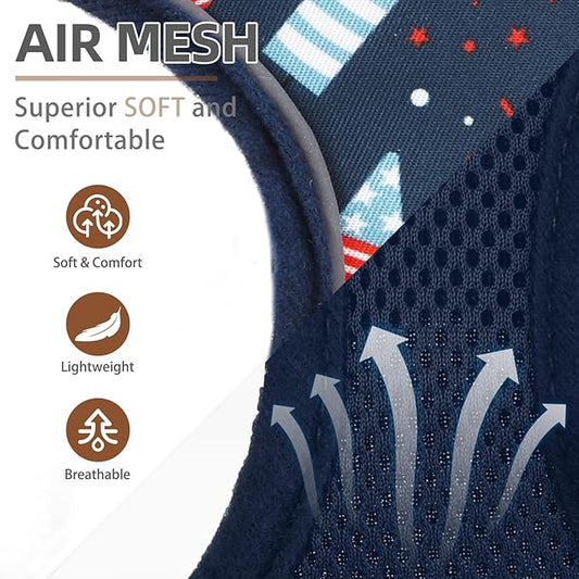 PUPTECK Soft Mesh Dog Harness and Leash Set Pet Puppy Cat Comfort Padded Vest No Pull Harnesses, Independence Dark Blue, M