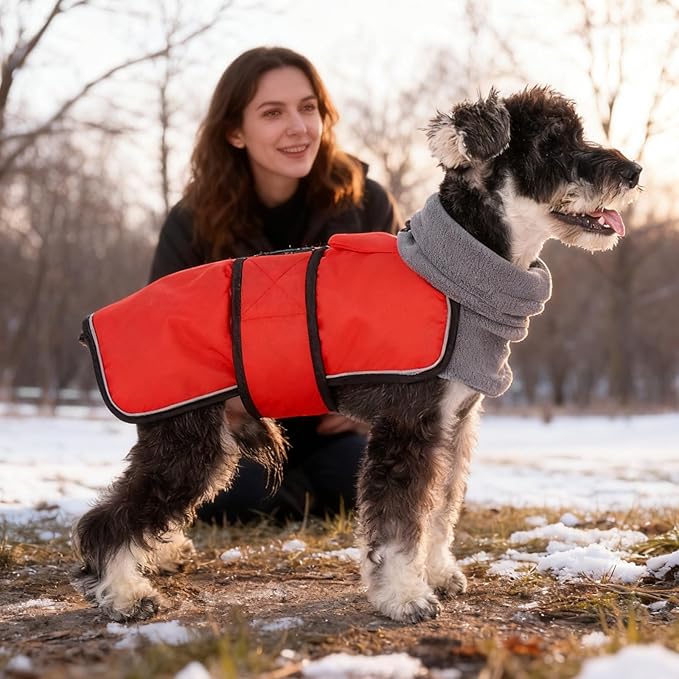KOOLTAIL Dog Winter Coat for Small Medium Dogs Christmas, Waterproof&Windproof Puppy Jacket with Fleece Lining and High Collar for Cold Weather, Warm Pet Snowsuit Vest Clothes with Leash Hole, Red XS