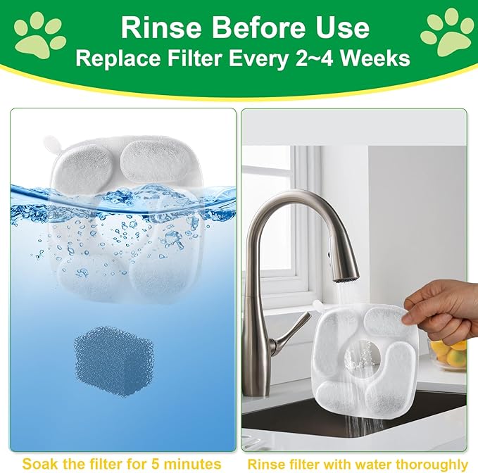 Cat Water Fountain Filter,Pet Fountain Filters compatible with Veken 67oz/2L, 95oz/2.8L and 135oz/4L Dog Water Dispenser,8 Set Cat Fountain Filter Replacement